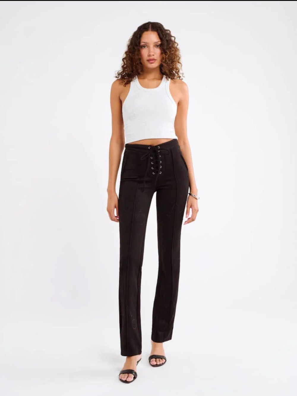 NWT Rumored Lace-Up High-Rise Pants